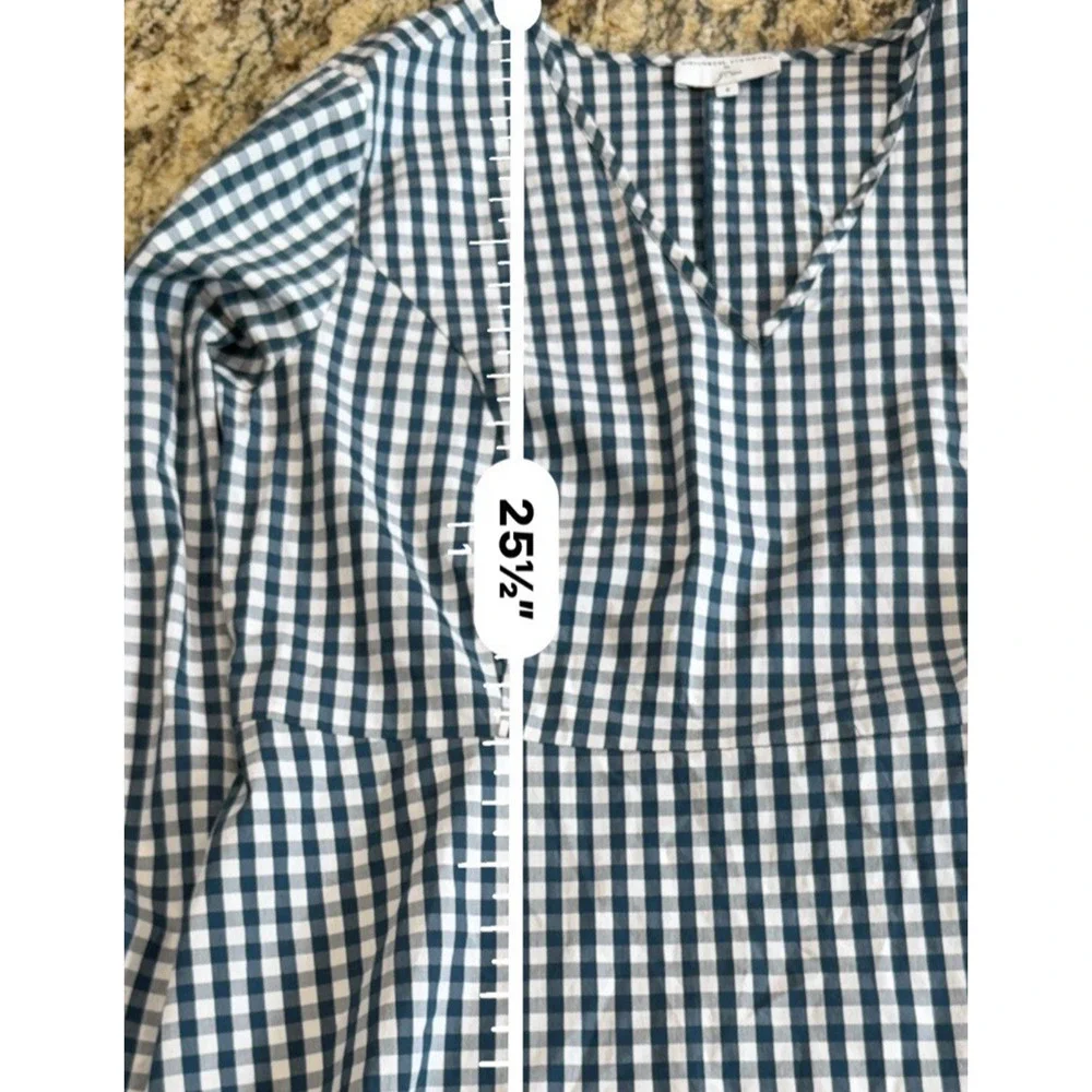 J.Crew Universal Standard Blue White Gingham V-Neck Shirt Women's Small